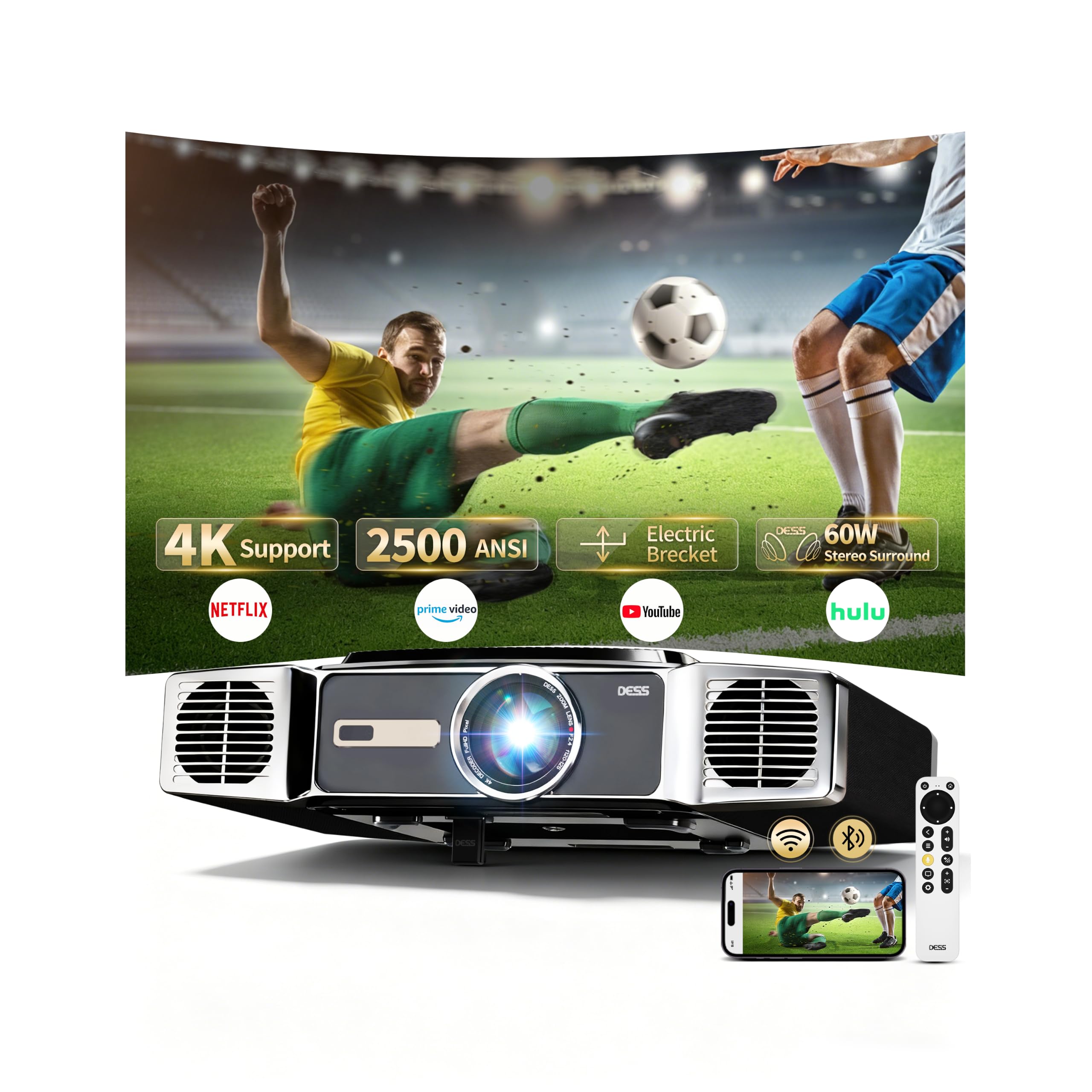 Amazon.com: DESS 4K Smart Home Theater Video Projector with WiFi